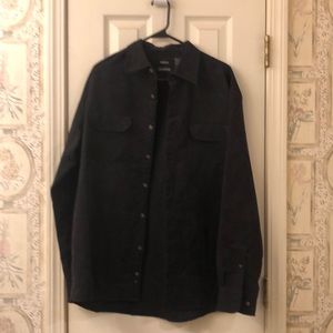 NWOT Mens Suede Button Down size large (42/44).
